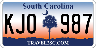 SC license plate KJO987