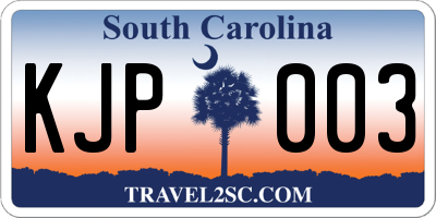 SC license plate KJP003