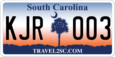 SC license plate KJR003