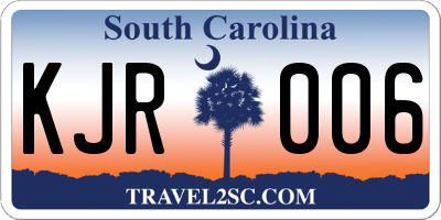 SC license plate KJR006