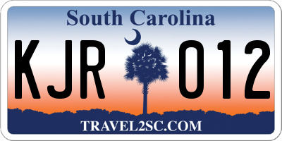 SC license plate KJR012