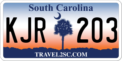 SC license plate KJR203