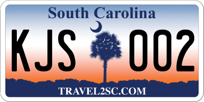 SC license plate KJS002