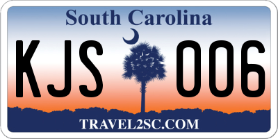 SC license plate KJS006