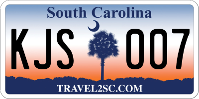 SC license plate KJS007