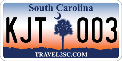 SC license plate KJT003