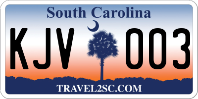 SC license plate KJV003
