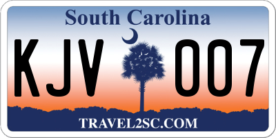 SC license plate KJV007