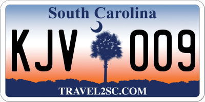 SC license plate KJV009