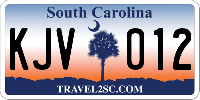SC license plate KJV012