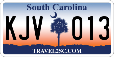 SC license plate KJV013