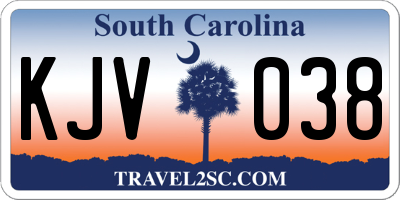 SC license plate KJV038