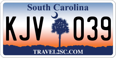 SC license plate KJV039