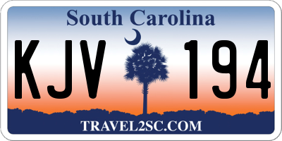 SC license plate KJV194