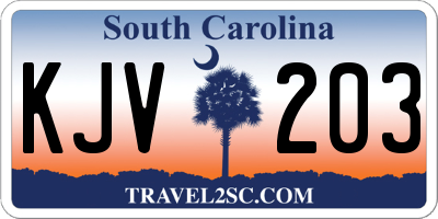SC license plate KJV203