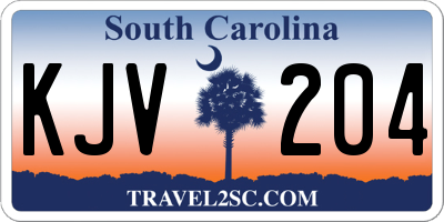 SC license plate KJV204