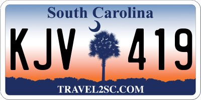SC license plate KJV419