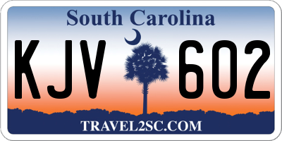 SC license plate KJV602