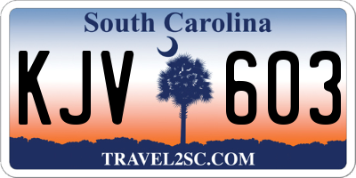 SC license plate KJV603