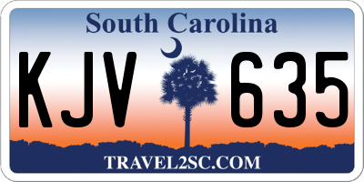 SC license plate KJV635