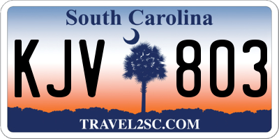 SC license plate KJV803