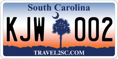 SC license plate KJW002