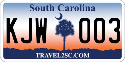 SC license plate KJW003