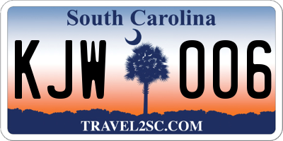 SC license plate KJW006