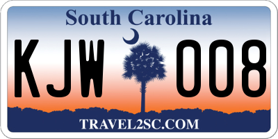 SC license plate KJW008