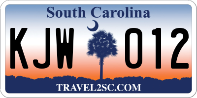 SC license plate KJW012