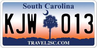 SC license plate KJW013