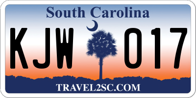 SC license plate KJW017