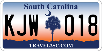 SC license plate KJW018