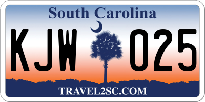 SC license plate KJW025