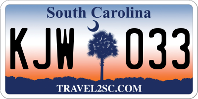 SC license plate KJW033