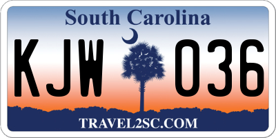SC license plate KJW036