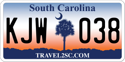 SC license plate KJW038