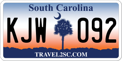 SC license plate KJW092