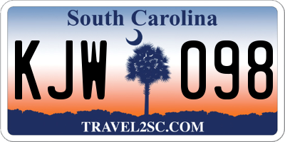 SC license plate KJW098