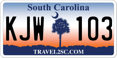 SC license plate KJW103