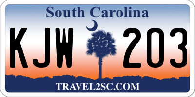 SC license plate KJW203