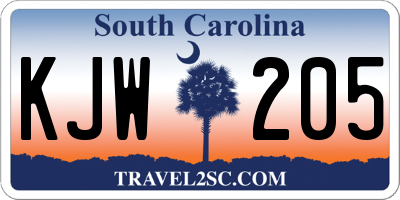 SC license plate KJW205