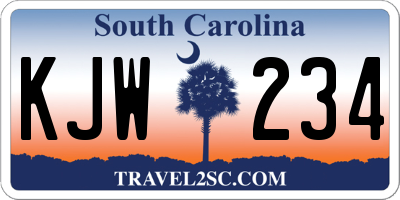 SC license plate KJW234