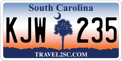 SC license plate KJW235