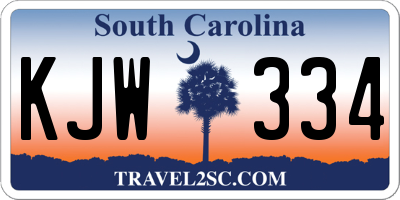 SC license plate KJW334