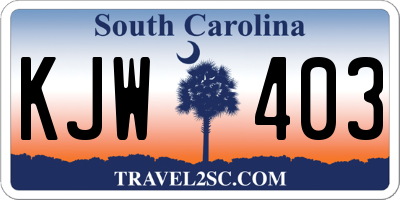 SC license plate KJW403