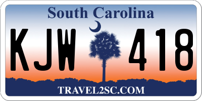 SC license plate KJW418