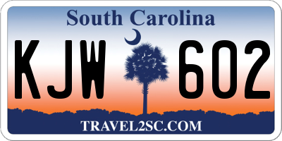 SC license plate KJW602
