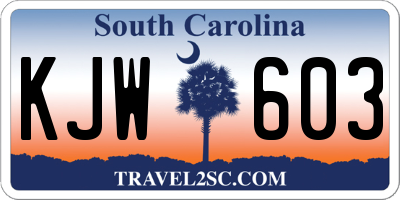 SC license plate KJW603