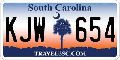 SC license plate KJW654